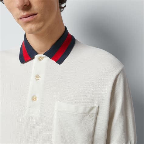 gucci cotton piquet polo with web collar|Web.